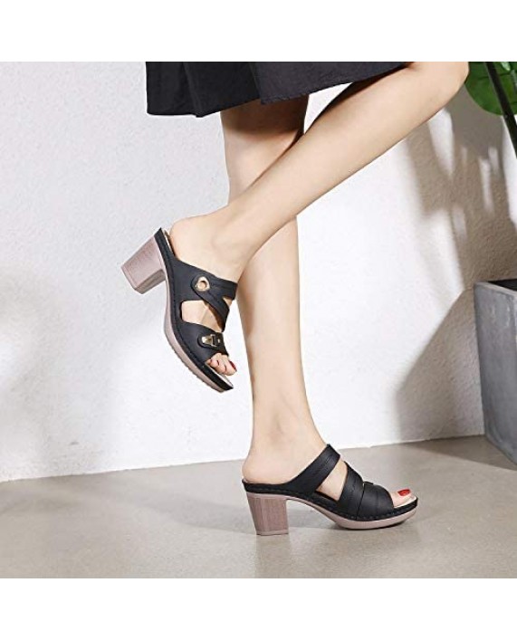 SHIBEVER Women Platform Sandals Block Heel Shoes Summer Wedge Sandals Comfy Open Toe Beach Party Dress Shoes