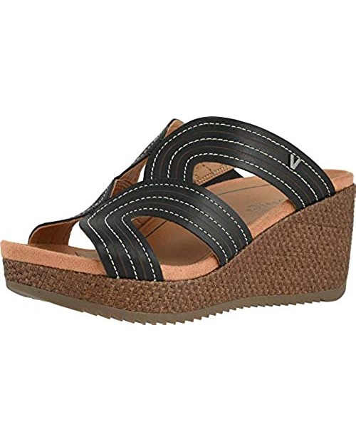 Vionic Women's Malorie Raffia Natural Wedges - Ladies Platform Sandals with Concealed Orthotic Arch Support