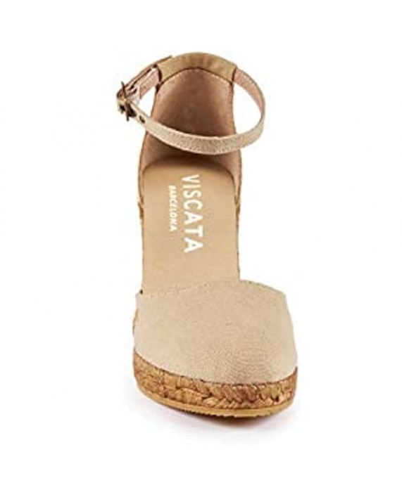 VISCATA Handmade in Spain Estartit 3 Wedge Soft Canvas Ankle-Strap Closed Toe Espadrilles Heel