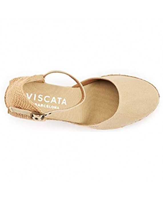 VISCATA Handmade in Spain Satuna 3 Wedge Ankle-Strap Closed Toe Classic Espadrilles Heel