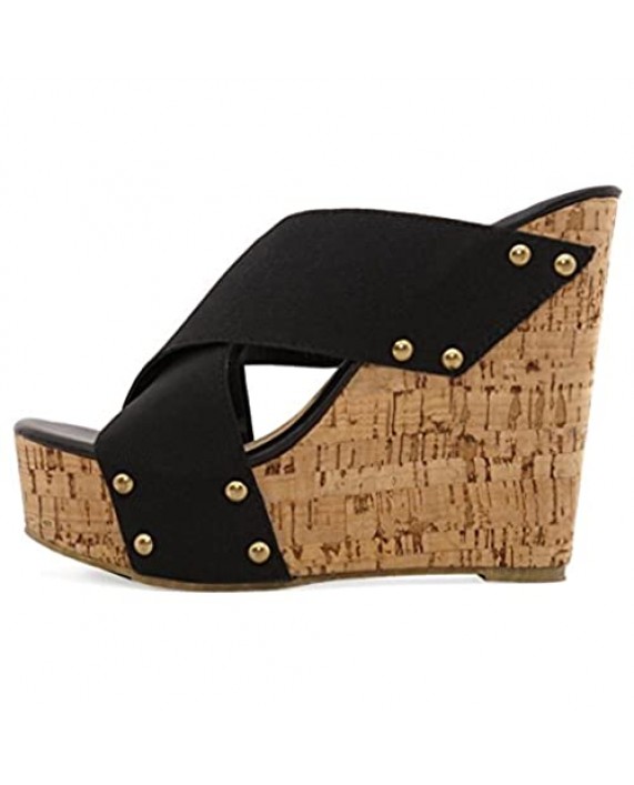 Women's Cork Comfortable and Stylish Platform Wedge Sandals with Criss Cross Band