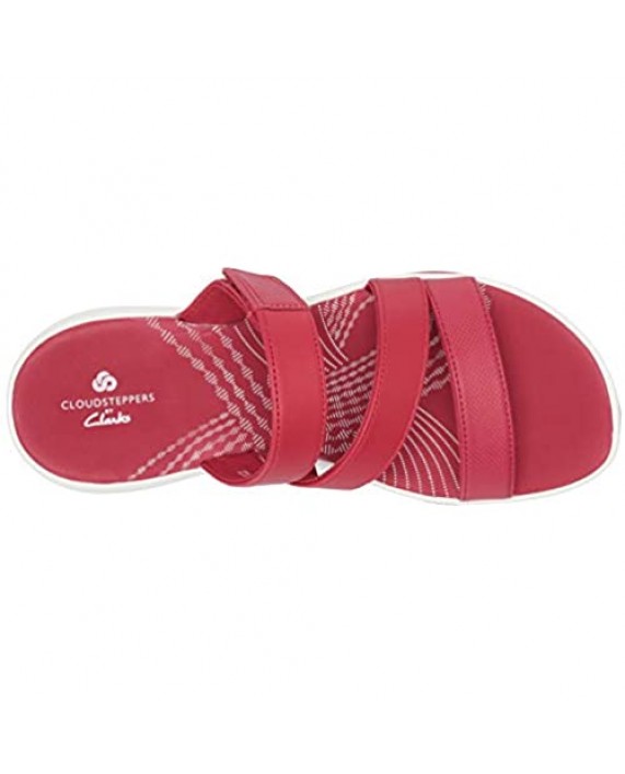 Clarks Women's Sunmaze Coast Slide Sandal Red Synthetic 8