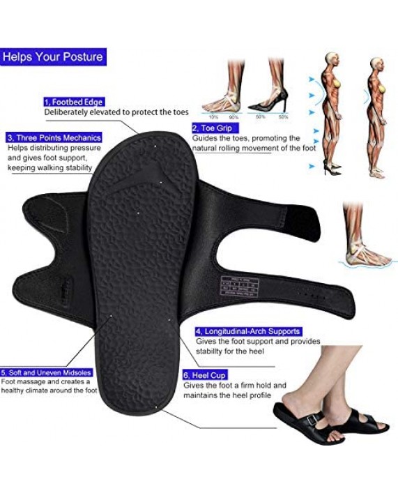 EVERHEALTH Women's Slide Sandals with Arch Support for Plantar Fasciitis/Flat Feet/Foot Pain Relieve Buckle Slip On Sandal Orthotic Slippers