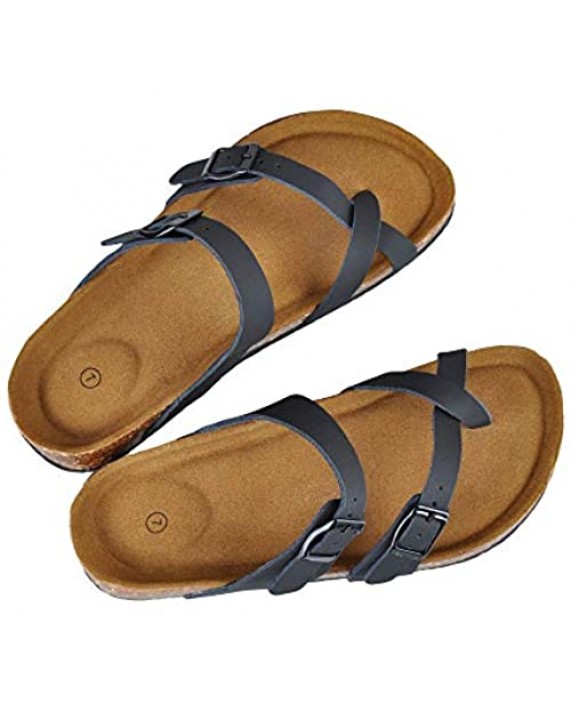 festooning Womens Slide Sandals Open Toe Cork Footbed Sandals