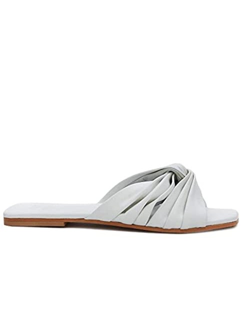 Matisse Footwear Genie Slide Sandal White Squared Off Toe Premium Leather Padded Insole Medium Width White