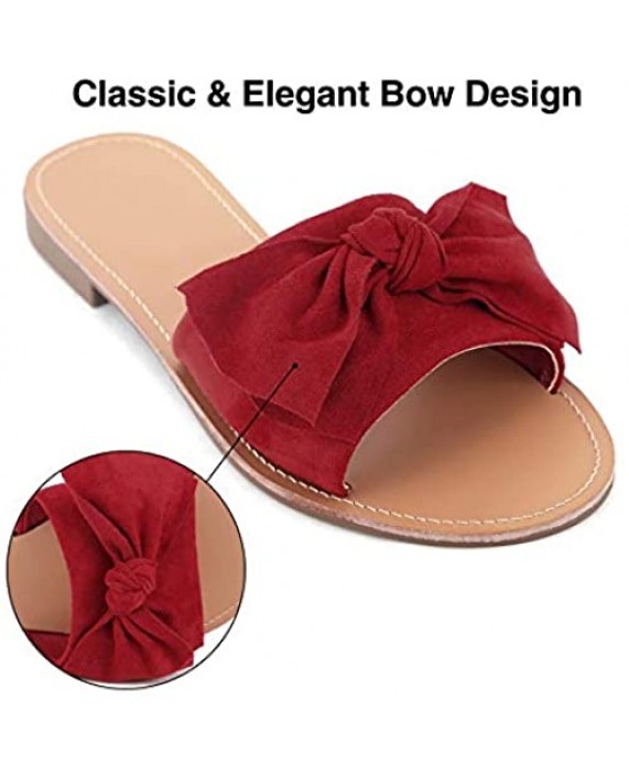 MaxMuxun Women's Bow Tie Slip On Flat Slide Sandals