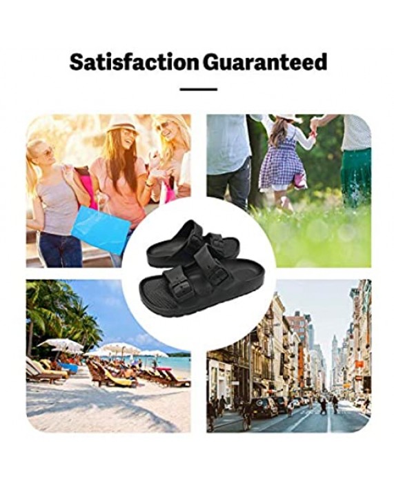 NITTI Women's Slip on Flat Slide Sandals with Arch Support Lightweight Waterproof Double Adjustable Buckle Outdoor/Indoor EVA Material