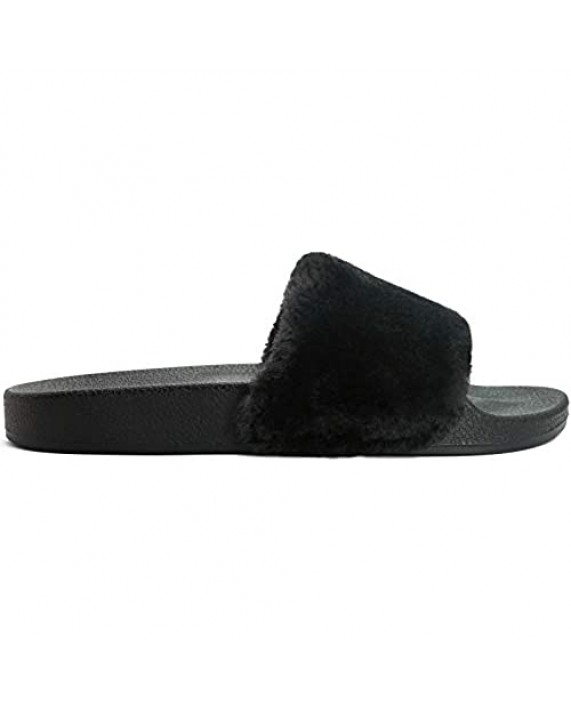 Stillieve Women's Fuzzy Slides Faux Fur Slide Sandals