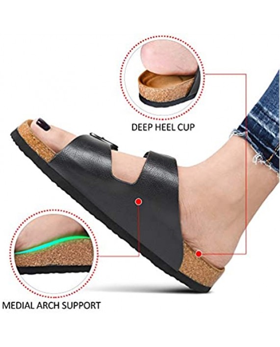 Women's Arete Cork Footbed Arch Support Slide Sandals (Arete Black Size 9)