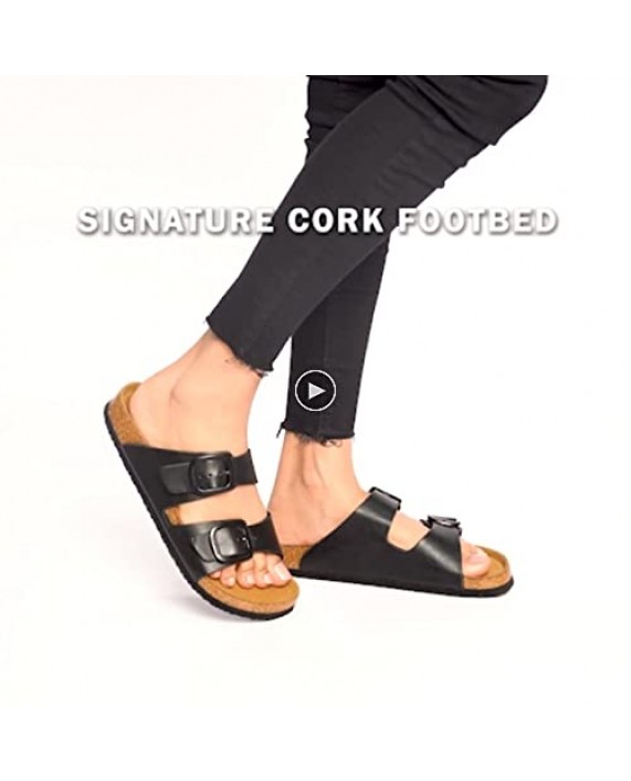 Women's Arete Cork Footbed Arch Support Slide Sandals (Arete Black Size 9)