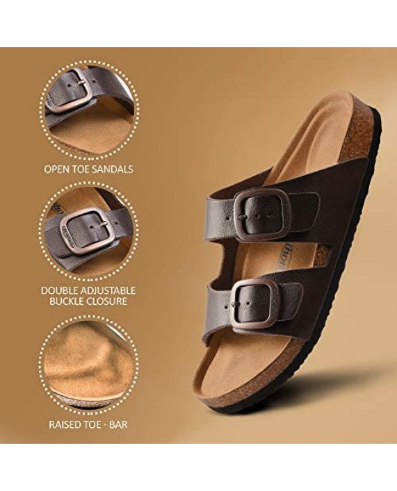 Women's Arete Cork Footbed Arch Support Slide Sandals (Arete Brown Size 8)