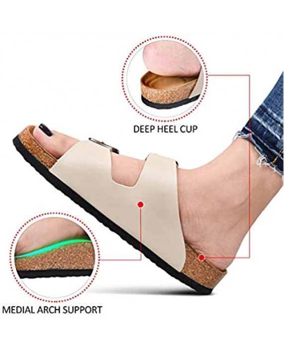 Women's Arete Cork Footbed Arch Support Slide Sandals (Arete Cream Size 9)