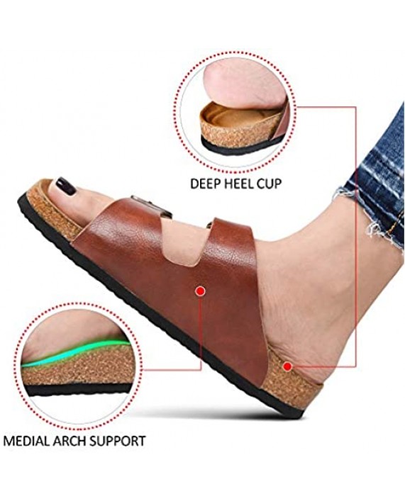 Women's Arete Cork Footbed Arch Support Slide Sandals (Arete Tan Size 8)