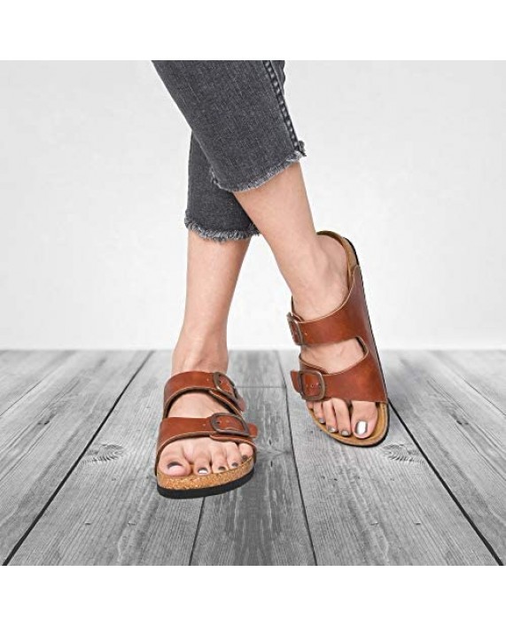 Women's Arete Cork Footbed Arch Support Slide Sandals (Arete Tan Size 8)