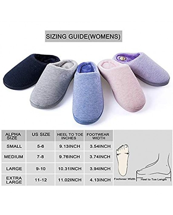DL Womens Memory Foam Slippers Slip on House Slippers for Women Indoor Outdoor Women's Bedroom Slippers Non-Slip Hard Sole Warm Soft Flannel Lining Woman Slippers Size Purple Blue Pink Grey Navy