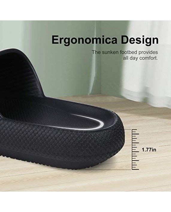 Evshine Pillow Slides for Women Men Squishy Platform Shower Shoes