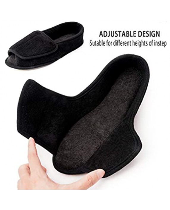 Git-up Women Diabetic Slippers/W Arthritis Edema Adjustable Closure Memory Foam House Shoes Open Toe Extra Wide