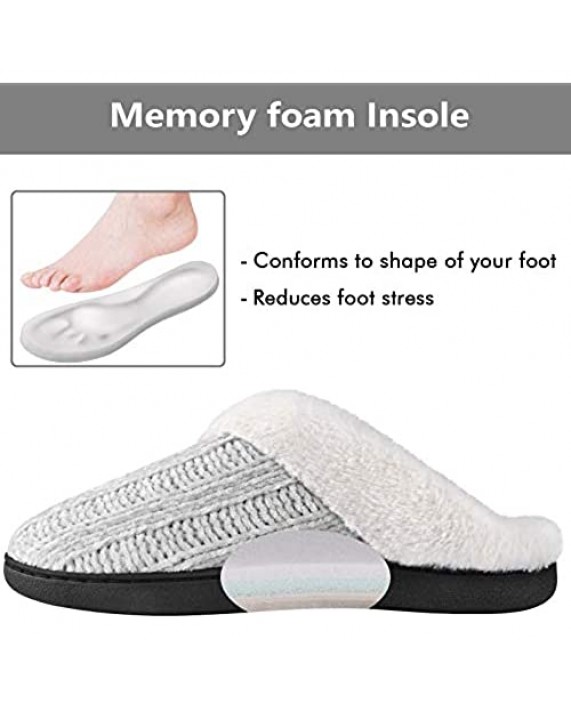 Homitem Women's Cozy Memory Foam Chenille Slippers with Memory Foam Ladies'Fuzzy Fleece Lining Slip on House Slipper Shoes with Anti-Skid Rubber Sole Indoor Outdoor Shoes