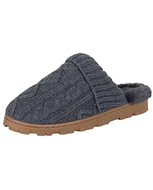 Jessica Simpson Women's Soft Cable Knit Slippers with Indoor/Outdoor Sole