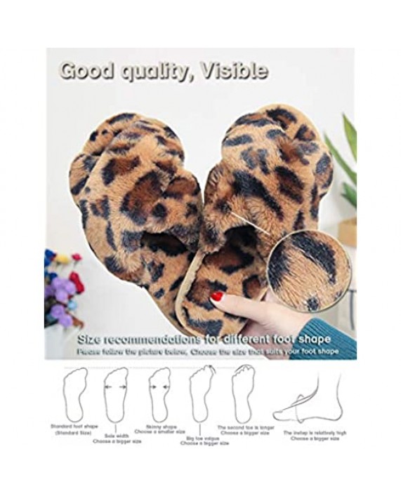 LZLER Women Fuzzy Fluffy Furry Slippers Fur Flip Flop Open Toe Slippers Cross Band Shoes Slides for Ladies House Home Indoor Outdoor