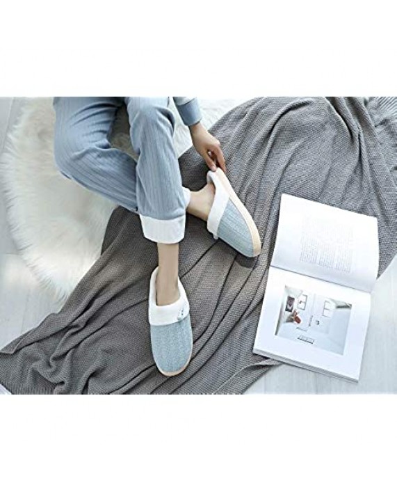 NineCiFun Women's Comfy House Slippers Scuff Memory Foam Slip on Bedroom Slippers Indoor Outdoor Anti-skid Home Shoes with Soft Terry Lining