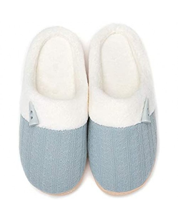 NineCiFun Women's Comfy House Slippers Scuff Memory Foam Slip on Bedroom Slippers Indoor Outdoor Anti-skid Home Shoes with Soft Terry Lining