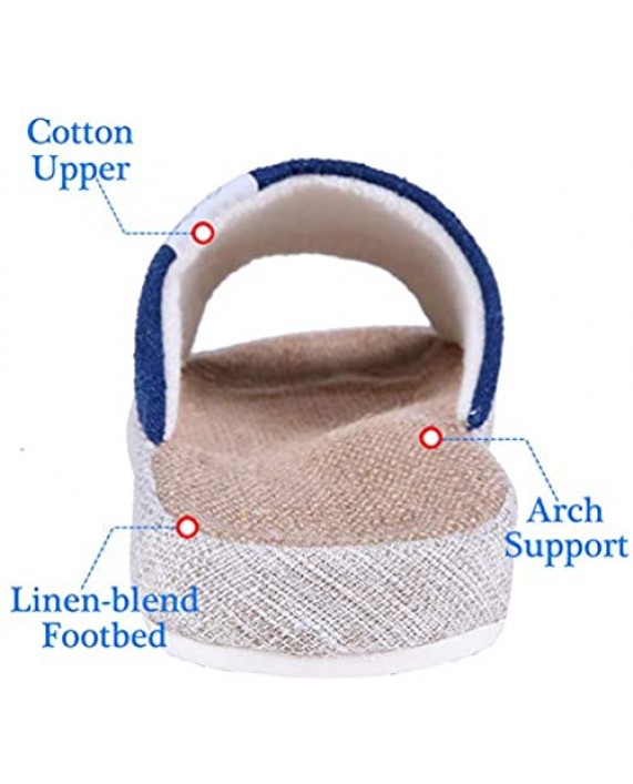 shevalues Women's Open Toe House Slippers Arch Support Lightweight Linen Slippers