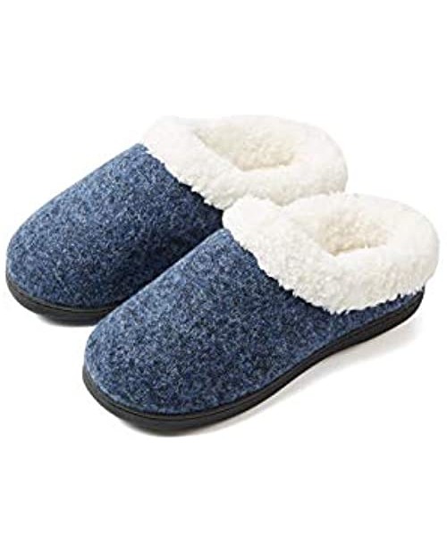 Tatemi Women's Cozy Memory Foam House Slippers  Indoor/Outdoor Slippers Anti-Skid Rubber Sole