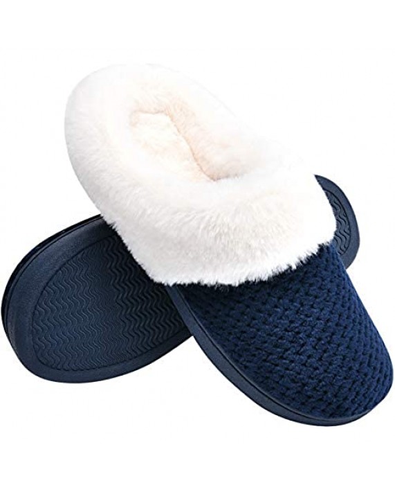 TEMI Women's Soft Warm Memory Foam Slippers Faux Fur Lined Fluffy Slip On House Bedroom Slippers with Indoor Outdoor Anti-Skid Rubber Sole