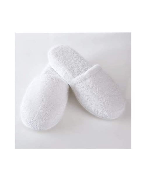 Turkishtowels Luxury 100% Cotton Terry Spa Slippers in White - Large