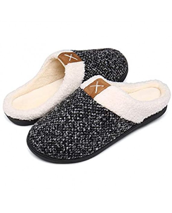 UBFEN Womens Mens Slippers Memory Foam Comfort Fuzzy Plush Lining Slip On House Shoes Indoor Outdoor