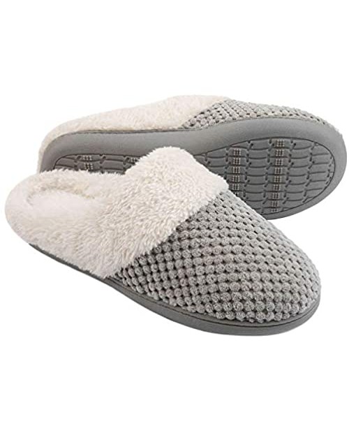 ULTRAIDEAS Women's Comfort Coral Fleece Memory Foam Slippers Fuzzy Plush Lining Slip-on Clog House Shoes for Indoor & Outdoor Use