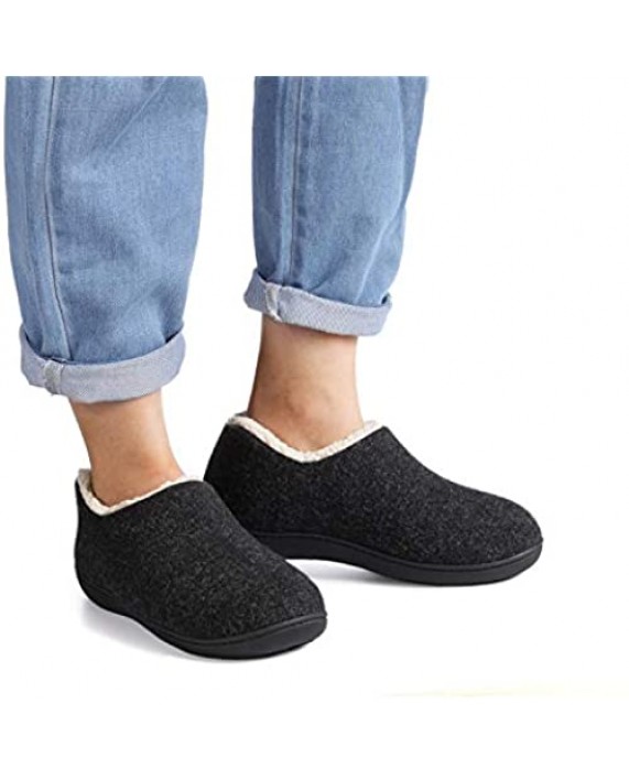ULTRAIDEAS Women's Cozy Memory Foam Closed Back Slippers with Warm Fleece Lining Wool-Like Blend Cotton House Shoes with Anti-Slip Indoor Outdoor Rubber Sole