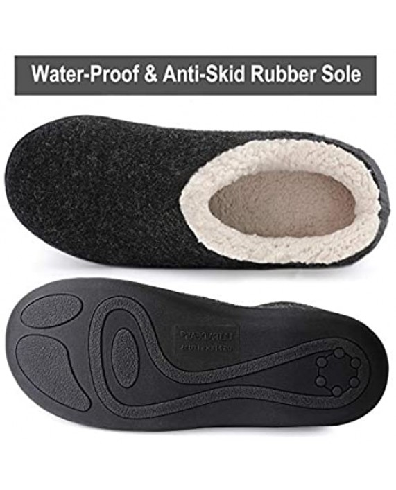 ULTRAIDEAS Women's Cozy Memory Foam Closed Back Slippers with Warm Fleece Lining Wool-Like Blend Cotton House Shoes with Anti-Slip Indoor Outdoor Rubber Sole