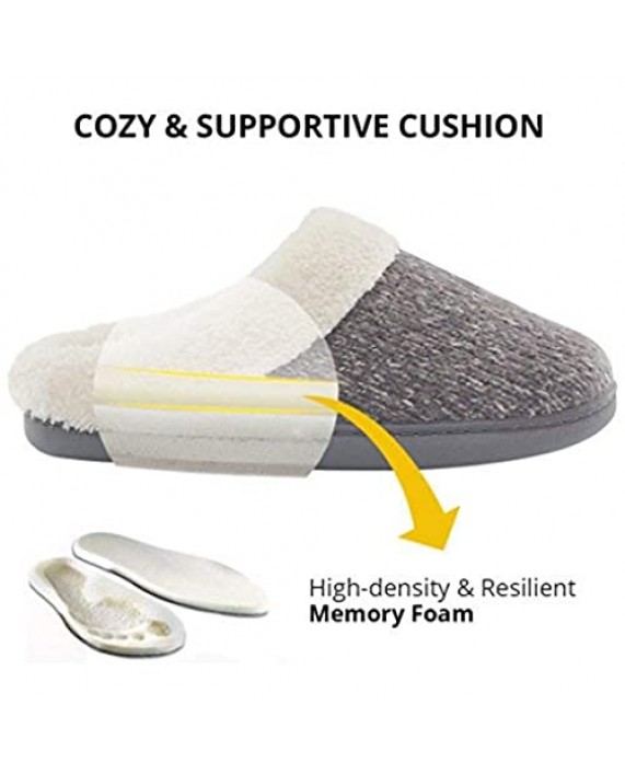 ULTRAIDEAS Women's Cozy Memory Foam Knit Slippers Ladies' Slip on Mules House Shoes with Indoor Outdoor Anti-Skid Rubber Sole