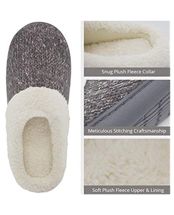 ULTRAIDEAS Women's Cozy Memory Foam Knit Slippers Ladies' Slip on Mules House Shoes with Indoor Outdoor Anti-Skid Rubber Sole