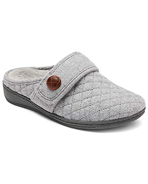 Vionic Women's Indulge Carlin Flannel Mule Slipper- Comfortable Spa House Slippers that include Three-Zone Comfort with Orthotic Insole Arch Support Soft House Shoes for Ladies