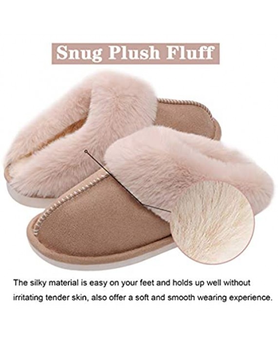 WATMAID Women's House Slippers Memory Foam Fluffy Soft Slippers Slip on Winter Warm Shoes for Women