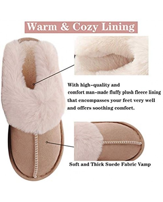 WATMAID Women's House Slippers Memory Foam Fluffy Soft Slippers Slip on Winter Warm Shoes for Women