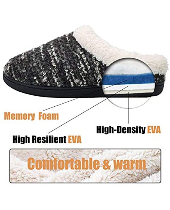 Women's Comfort Memory Foam Slippers Plush Lined House Shoes Indoor Outdoor Anti-Skid Rubber Sole