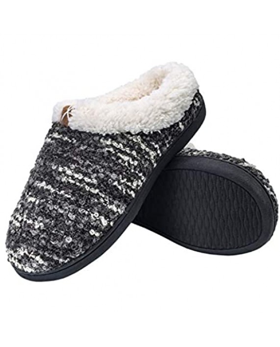 Women's Comfort Memory Foam Slippers Plush Lined House Shoes Indoor Outdoor Anti-Skid Rubber Sole