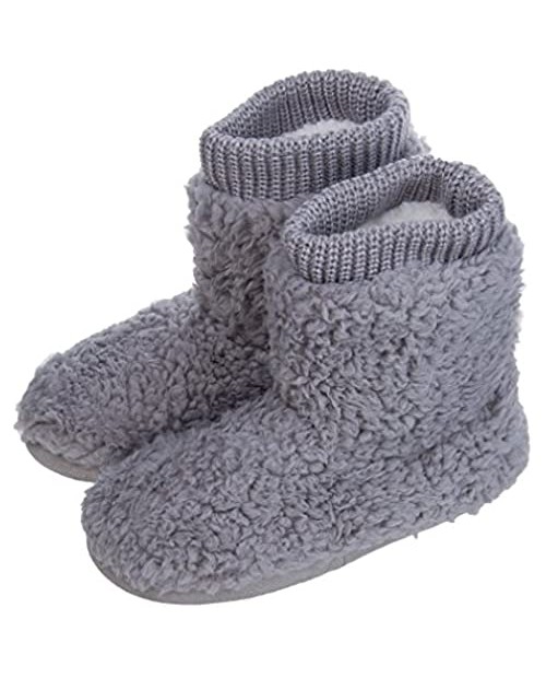 Women's Comfort Warm Faux Fleece Fuzzy Ankle Bootie Slippers Plush Lining Slip-on House Shoes Anti-Slip Sole Indoor/Outdoor