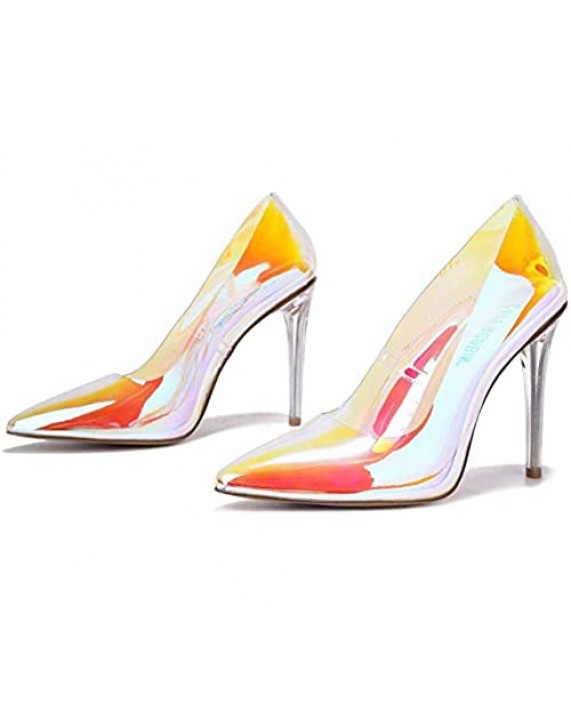 Cape Robbin Glass Doll Clear Stiletto High Heels for Women Slip On Sexy Shoes with Pointed Toe