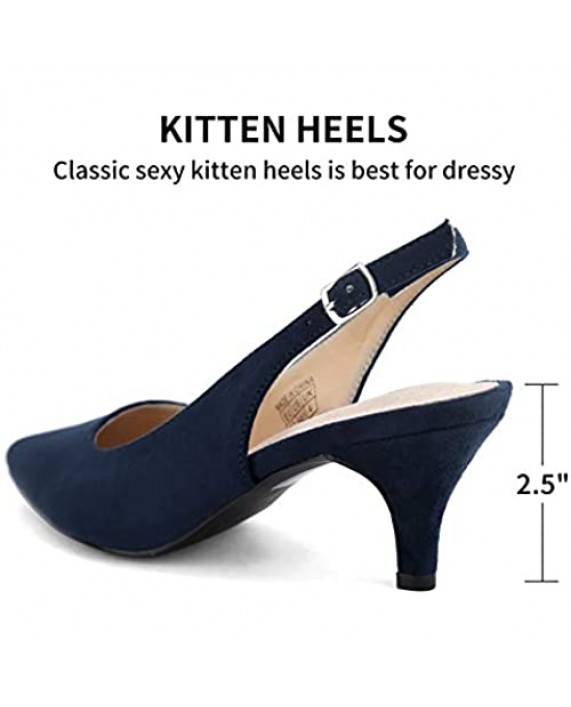Greatonu Women's Slingback Kitten Heel Dress Pumps Shoes