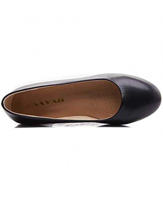 Savaii Women's Linda Low Heel Round Toe Slip-on Dress Pumps Shoes Casual Wedge Shoes